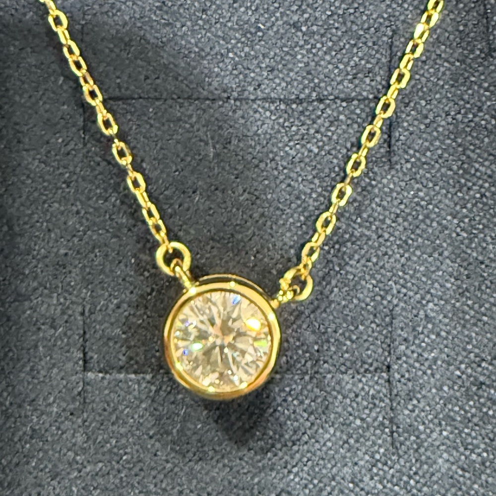 1.0 Carat Moissanite Necklace in 14K Yellow Gold over 925 Sterling Silver